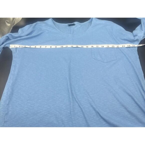 Life Is Good Women’s Blue Ribbed Crewneck Long Sleeve Knit Pocket Shirt Top XL - Picture 7 of 8